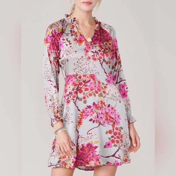 Spartina 449 Melina Silk Mini Dress White Hall Limestone Blossom - Picture 1 of 11